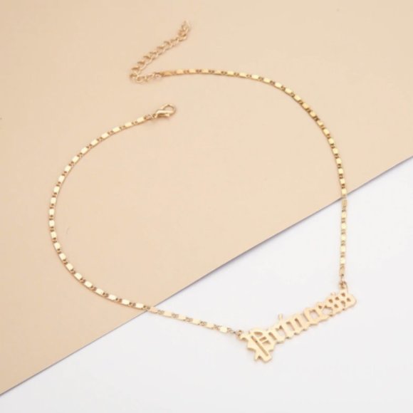 Princess + Honey Gold Name Plate Necklace - Picture 2 of 3